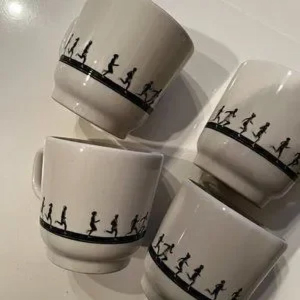 Fishs Eddy Marathon Runners Coffee Mugs (Jess Maz‎ / Set of Four)